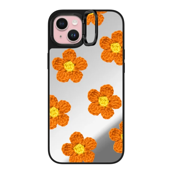 coque iPhone miroir et fleurs oranges Casetify