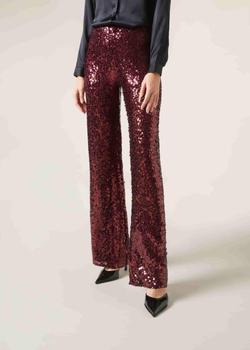 pantalon bordeaux à paillettes Calzedonia