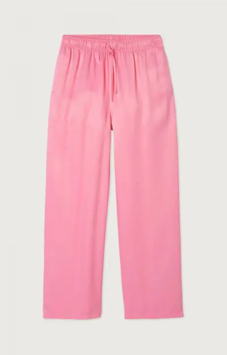 pantalon rose femme effet soie avec élastique et cordon à la taille American Vintage