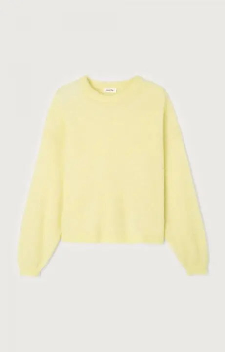 pull en laine jaune col rond American Vintage