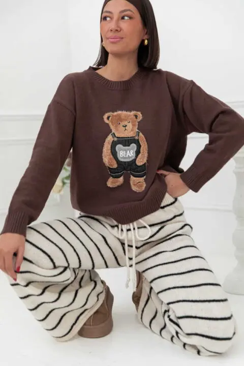 pull marron avec ourson Pretty Wire