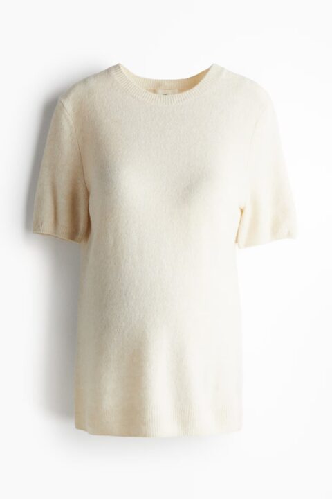 pull blanc en maille à courtes manches H&M Maternity