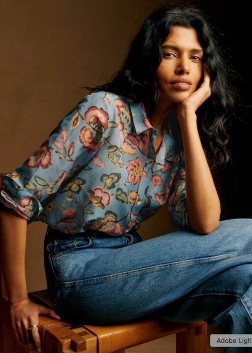 chemise bleue fleurie Sézane