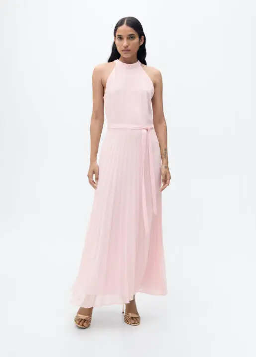 robe longue rose clair Mango