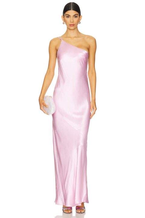 robe longue rose satinée à bretelles Revolve
