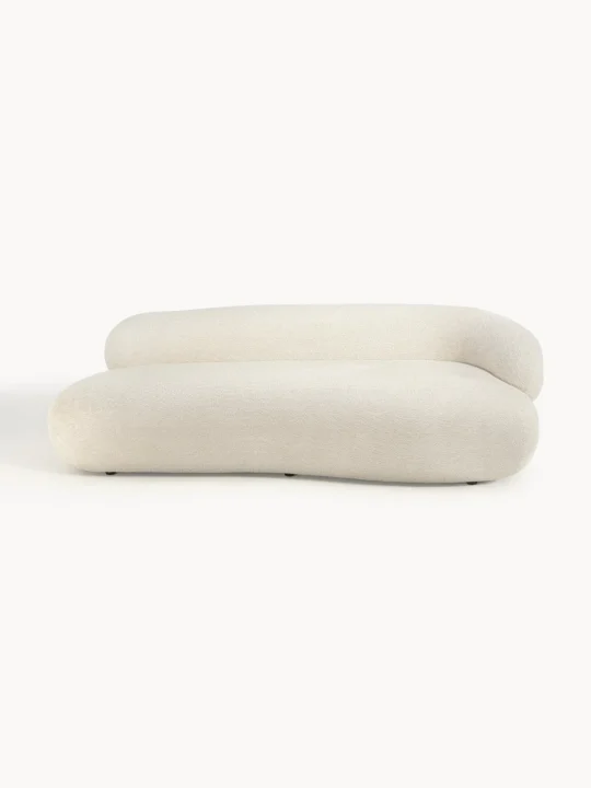 canapé de forme organique en tissu bouclette blanc Westwing