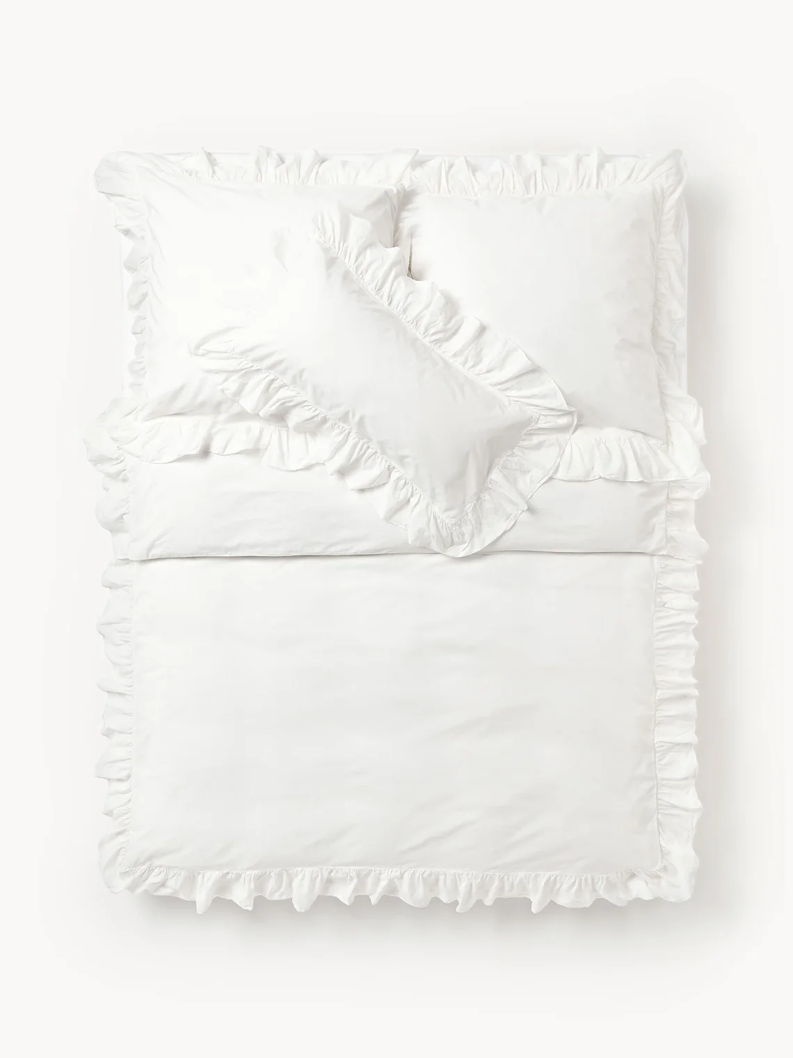 housse de couette en coton blanche à volants Westwing