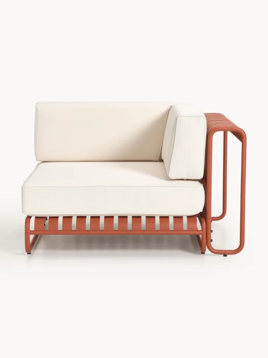 module canapé de jardin en metal orange avec coussins beiges Westwing