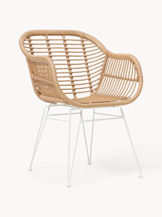 chaise de jardin en rotin et metal blanc Westwing