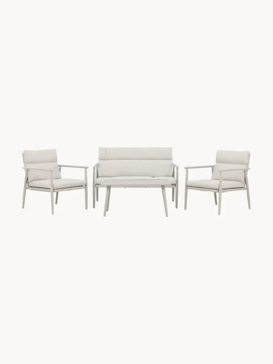 salon de jardin en métal gris clair avec coussins Westwing