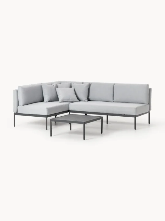 salon de jardin en metal gris avec coussins gris clair Westwing
