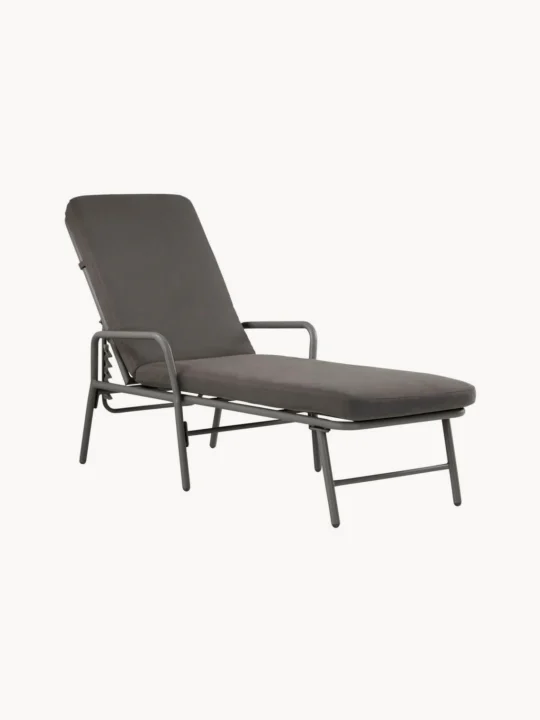 transat en métal gris foncé avec coussin Westwing